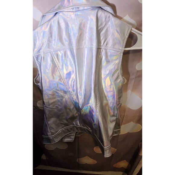 Allegra K XS Faux Leather Lopel Moto Biker Sleeveless Vest - Picture 8 of 9